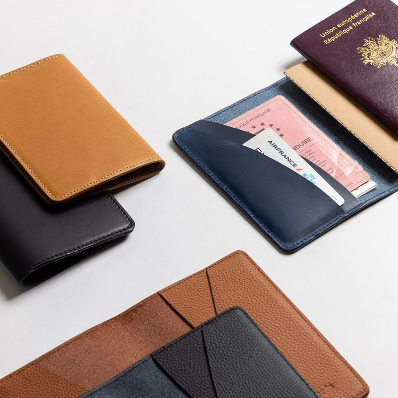 Portefeuille Passeport En Cuir Véritable - Porte-documents Voyage - Fait Main